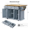 thumbnail image 3 of Chords Attic 54-inch Large Kitchen Island with Rubber Wood Drop Leaf, Rolling Kitchen Cart on 4 Wheels with 4 Doors and 3 Drawers for Dining Room, 3 of 11