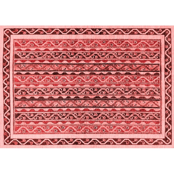 Ahgly Company Indoor Rectangle Abstract Red Modern Area Rugs, 2' x 5'