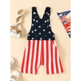 thumbnail image 2 of Bagilaanoe 4th of July Jumpsuit Shorts for Toddler Baby Girl Sleeveless Stars Stripes Print Romper Overalls 12M 18M 24M 3T 4T 5T Kids Independence Day Outfits, 2 of 8