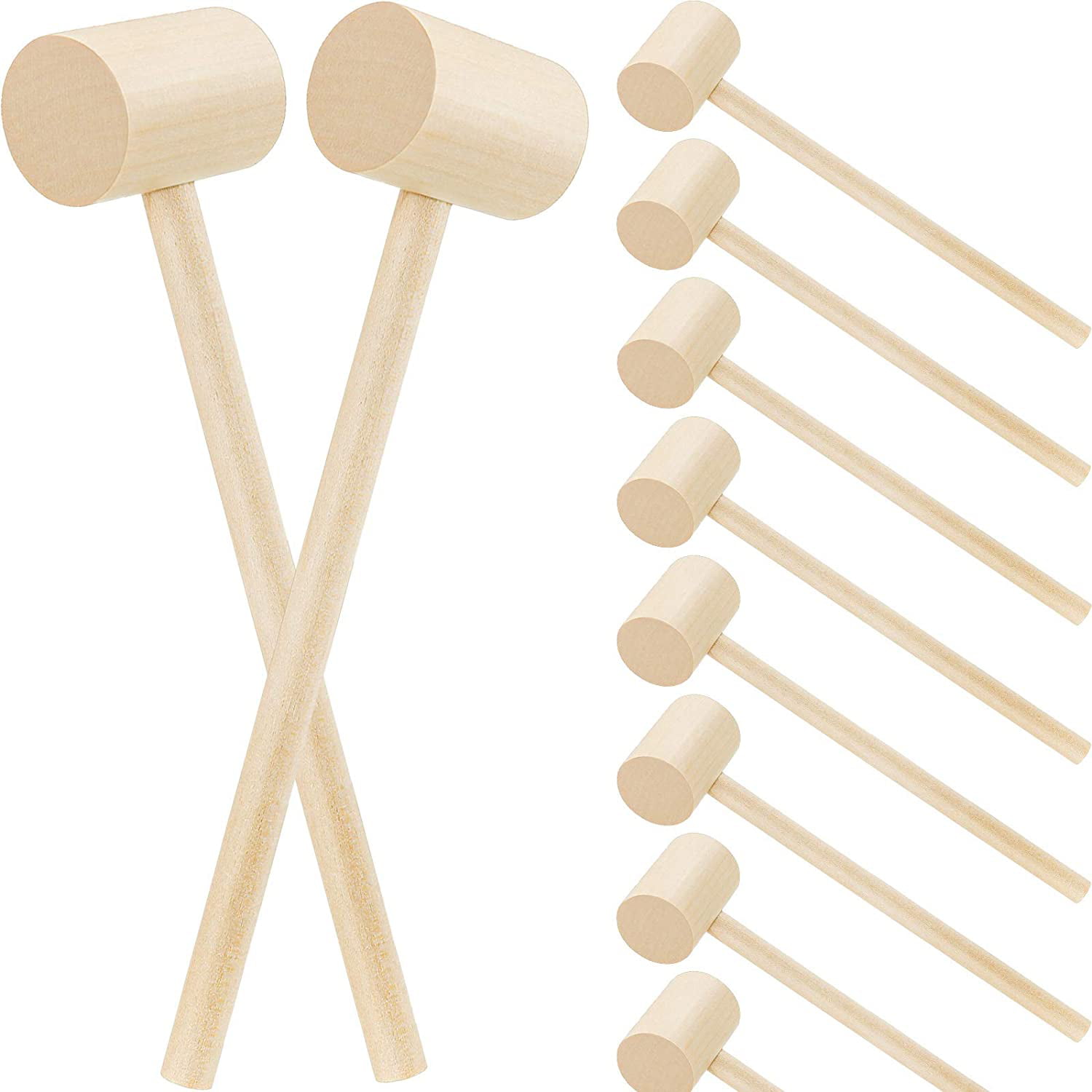 20pcs Wooden Mini Hammers Crab Mallets Toy for Kids Seafood Cracker Hammer Gavel 