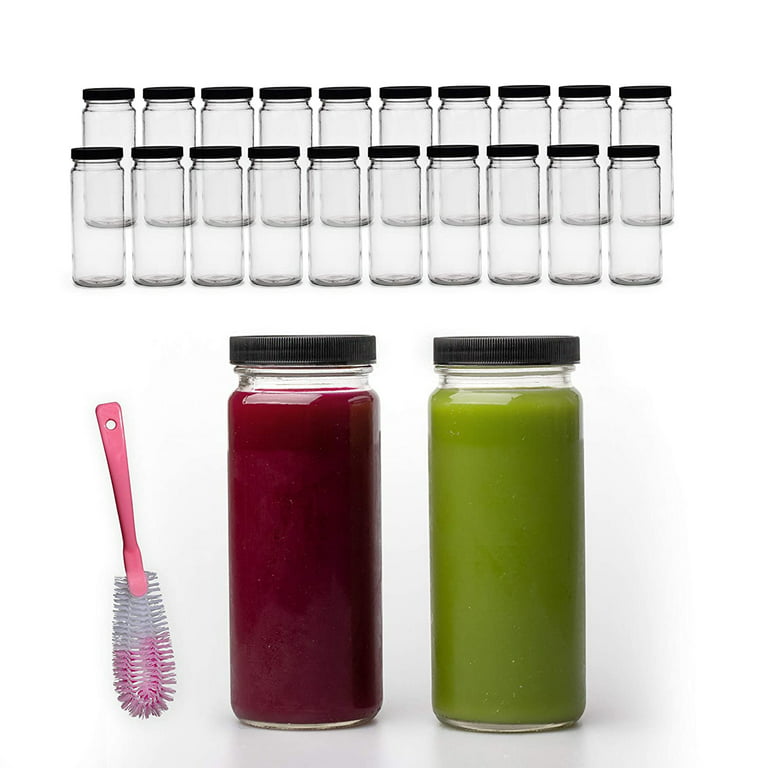 Glass Juice Bottles, Reusable Juice Container With Brush, Glass