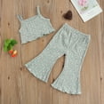thumbnail image 2 of Gureui 2-6Years 2Pcs Toddler Girls Summer Clothes, Sleeveless Floral Print Crop Tank Tops + Flare Pants Outfits Set, 2 of 7