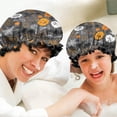 thumbnail image 6 of Shower Caps,Autumn Halloween Scene Pattern Waterproof Shower Cap for Women 4 Pieces,Double Reusable Hair Cover for Shower PEVA Elastic Stretch Hem, 6 of 7