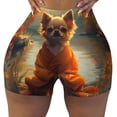 thumbnail image 2 of Gukieu Maple Leaf Meditating Chihuahua Print Women's Sports Shorts, Elastic Waist High Stretch Running Yoga Gym Sweatpants-Large, 2 of 8