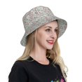 thumbnail image 4 of Yiaed Fairy Floral Print Reflective Stripe Bucket Hat Unisex Funny Outdoor Fisherman Cap Beach Sun Hat, 4 of 5