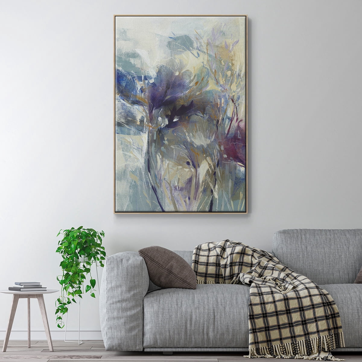 Meadow Saffron I Framed Premium Gallery Wrapped Canvas - Ready to Hang - 27 x 41 - Natural Wood Floating Frame