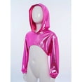 thumbnail image 2 of vastwit Kids Girls Metallic Hip Hop Jazz Dance Crop Top Long Sleeve Sparkly Cropped Hoodie Pullover Sweatshirt Hot Pink 16, 2 of 7