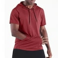 thumbnail image 2 of fatyb Mens Short Sleeve Hoodies with Pocket Drawstring Muscle Hooded T-Shirts Workout Athletic Gym Tops, 2 of 6