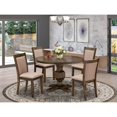thumbnail image 2 of East West Furniture 5 Piece Dining Room Set Includes a Mid Century Dining Table and 4 Dark Khaki Linen Fabric Kitchen Chairs with High Back - Distressed Jacobean Finish, 2 of 2