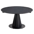 thumbnail image 2 of Benjara Jeny 34-51 Inch Dining Table, Extendable Round Stone Top, Black Steel, 2 of 6