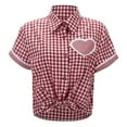 thumbnail image 4 of THDHVS Button Down Shirts for Women,Red Plaid Shirt with Mandarin Collar Heart Shaped Buttons and Classic Cut for Vintage Inspired Styling,Tops for Women Trendy, 4 of 9