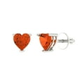 thumbnail image 2 of 1 Ct Heart Cut Studs Red Crystal 14K White Solid Gold Everyday Dainty Earrings Screw Back, 2 of 7