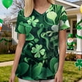 thumbnail image 4 of felwors St Patricks Day Shirt Women Shamrocks Printed V Neck Short Sleeve Nursing Uniform Scrubs Shirts with Pockets (Light Green, XL), 4 of 6