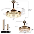 thumbnail image 4 of 42" Gold Ceiling Fan with Light and Bluetooth Speaker - Remote Control, 3 Color LED, 5000 CFM Airflow, Adjustable Downrod (10"/20") for Bedroom/Living Room, Brushed Iron Finish, 4 of 7