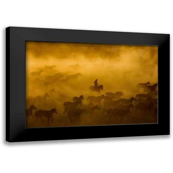Nisan Kandilcioglu, Ummu 14x11 Black Modern Framed Museum Art Print Titled - Horses