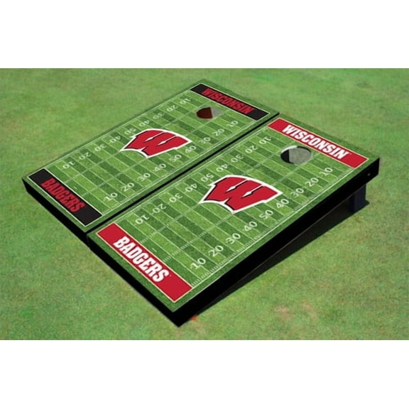 University of Wisconsin Alternating Football Field Custom Cornhole Boards