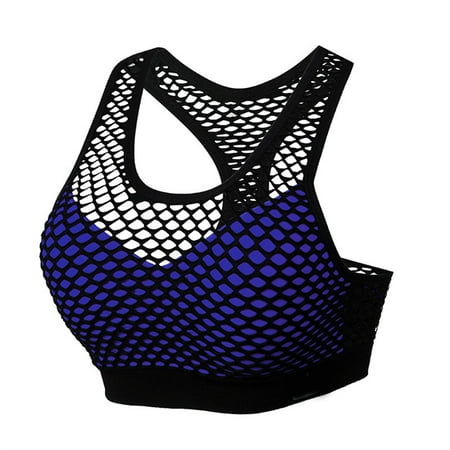 

YWDJ Sports Bras for Women High Support Mesh sports Bra for women solid color underwear healthy and comfortable Blue 30*20*2