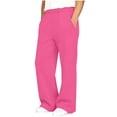 thumbnail image 2 of Lutiedan Sweatpants for Girls Wide Leg Athletic Workout Running Pants High Waisted Jogger Pants with Pockets,Hot Pink,10-11 Years, 2 of 7