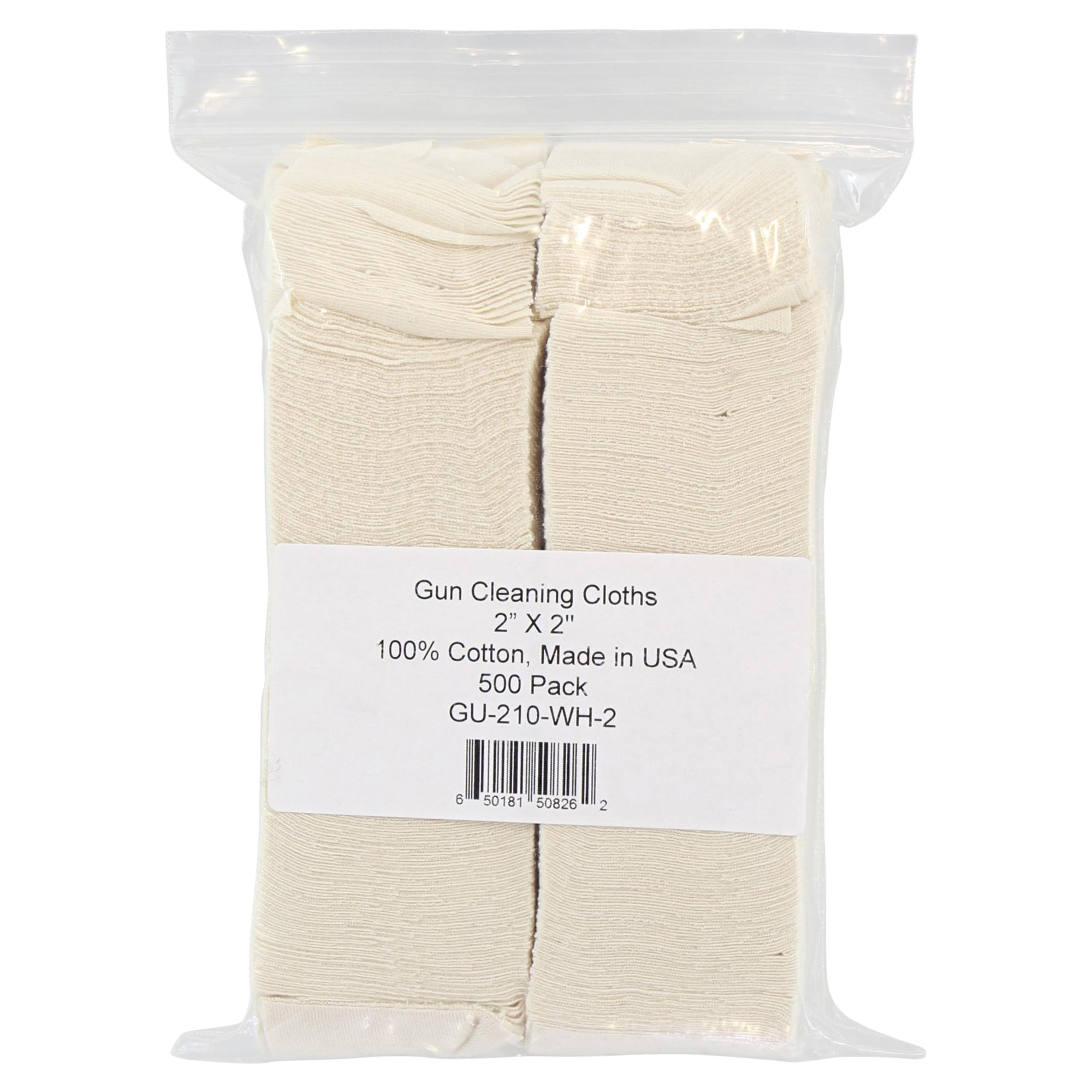 Gun Cleaning Cloths, 2" X 2", Natural, 100 Cotton, Made in USA, 500 Pack
