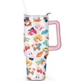 thumbnail image 2 of 40oz Fashion Leopard Pattern Stainless Steel Flip Straw Tumbler Spill Proof Travel Cup Double Wall Vacuum Insulated Coffee Mug with Top Handle, 2 of 6