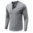 thumbnail image 3 of Mens T Shirts with Pocket Cotton Long Sleeve T-Shirts Boys Casual Solid Color Pullover Button Crewneck Basic Athletic Tees Tops, 3 of 7