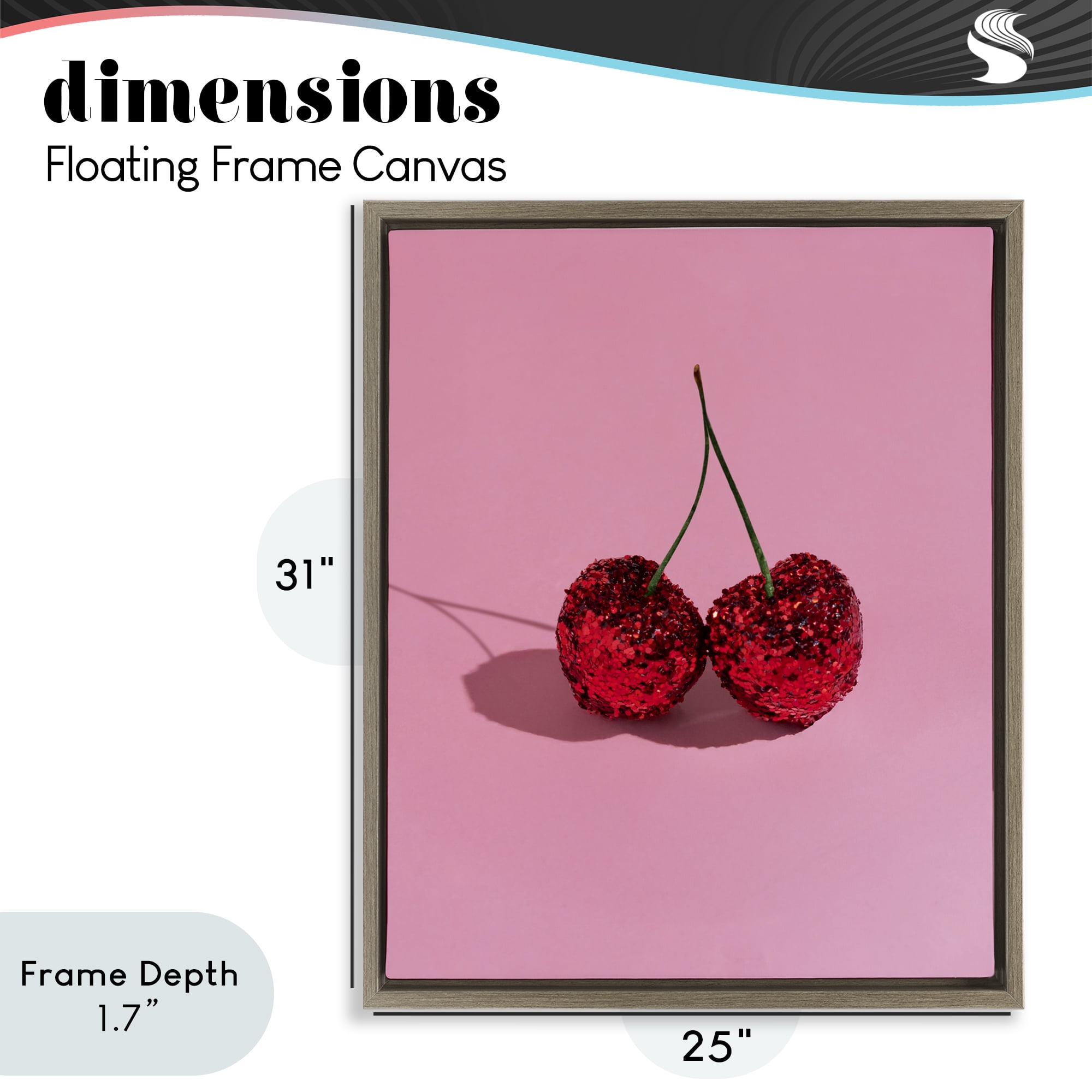 Stupell Industries Glitter Encrusted Cherries Brown Framed Floater Canvas Wall Art, design by LISH Creative