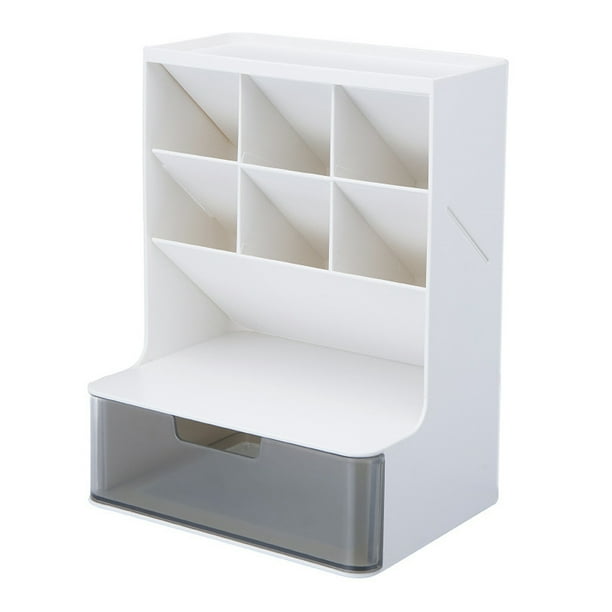 Matsuzay Caja de almacenamiento tipo cajón, organizador de escritorio multicapa, papelería a prueba de polvo, estuche cosmético ligero Almacenamiento y organización del hogar Estante Blanco Gris Cajón