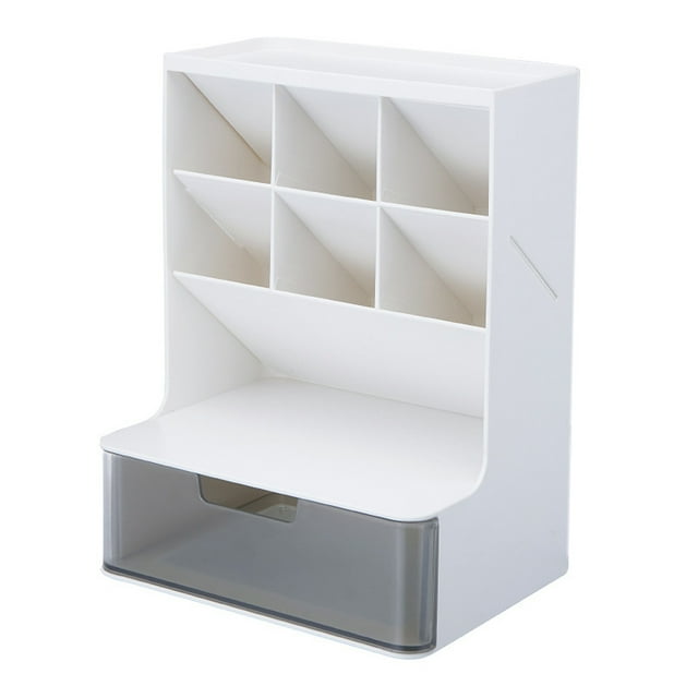 braveheart Storage Box Multi-layer Desktop Organizer Space-saving Stationery Portable Lightweight Cosmetic Case Desk Storage Rack White Shelf White Drawer White Shelf Gray Drawer