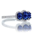 thumbnail image 2 of 2 Carat Oval Cut Three Stone Trilong Sapphire Engagement Ring on 10k White Gold, 2 of 4