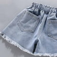 thumbnail image 7 of Girls Jean Shorts Elastic High Waisted Pleated Shorts Cute Casual Wide Leg Short Pants Summer Skorts with Pockets, 7 of 7