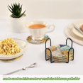 thumbnail image 3 of 6 Pcs Drink Coasters with Holder 3.94in Woven Coasters for Drinks Cat Lies in The Sunflowers Coaster Set for Protection Table, 3 of 7