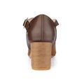 thumbnail image 2 of BLISSFUL STEP Women's Cross Strap Block Heels Mary Jane Pumps Brown 11, 2 of 7