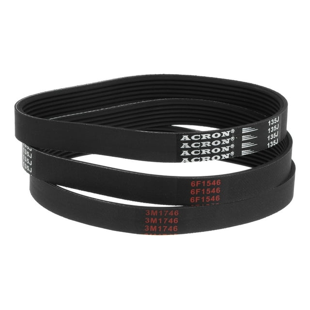 Cinturones de poliuretano de caucho 135J6, 6 costillas, cinturón en V acanalado PJ, longitud de 13.5" x ancho de 0.55" x grosor de 0.14", 3 paquetes