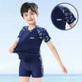 thumbnail image 2 of RUTAYY Toddler Swimsuit Boy 2PCS Boys Swimwear Set Short Sleeve Boys Swim Shirt Swim Trunks Cartoon Rash Guard Bathing Suits Beach Vacation Bohemian Beachwear, 11-12 Years, 2 of 5