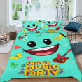 thumbnail image 2 of Fiesta de Música de Caras Conjunto de sábanas temático, trío de piezas, cómodo y amigable con la piel, diseño único, regalo de decoración para el hogar para familiares, amigos y fans,140cm *210cm, 2 of 6