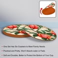 thumbnail image 4 of Peach Set of 6 Microfiber Leather Round Coasters, 11x11 cm/4.3x4.3 in Drink Coasters - Absorbent Cup Mats for Table, Bar, Home - Black Coaster Set, 4 of 6