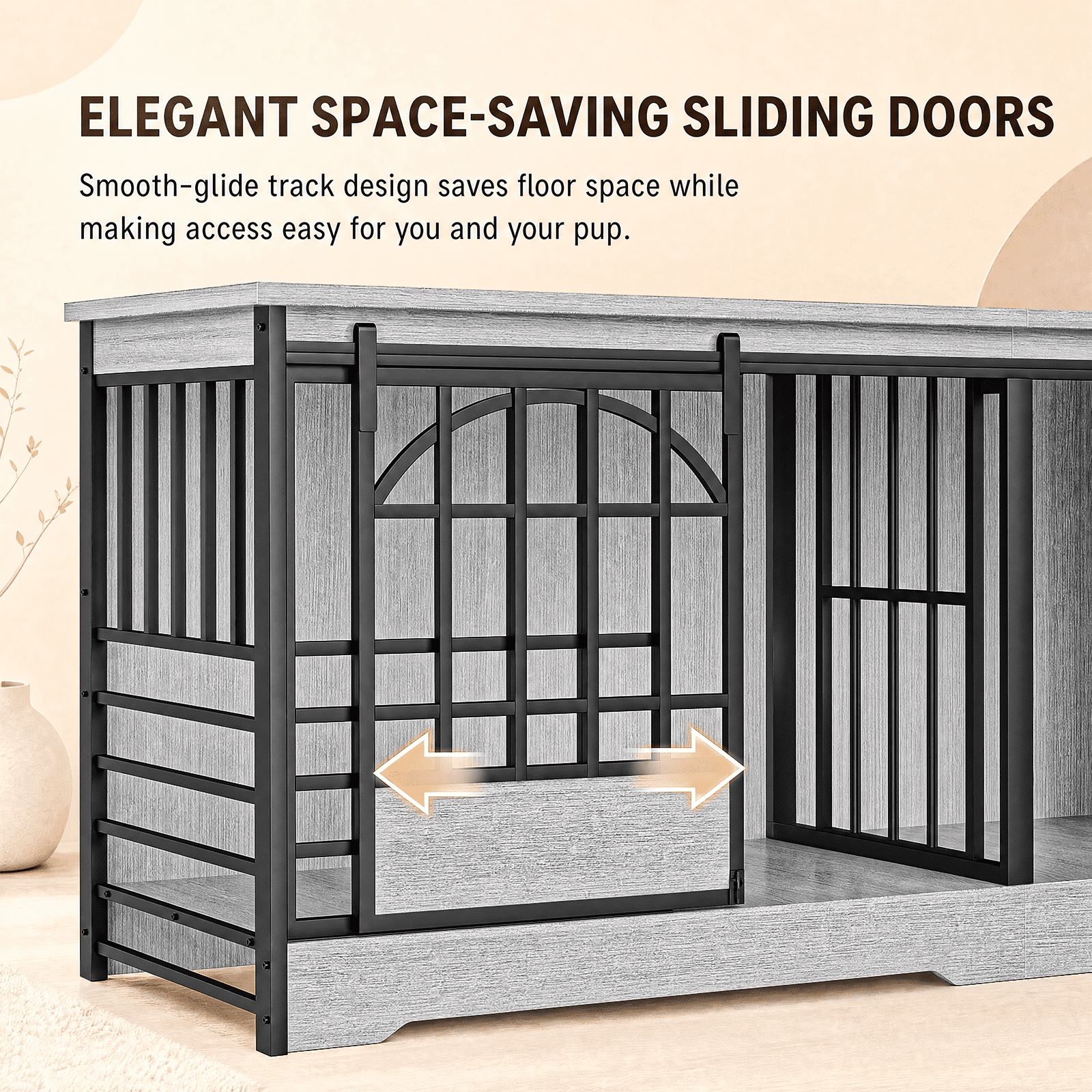 Fowroa 78 inch Extra Large Double Dog Crate Furniture, Heavy Duty Indoor XXL Dog Kennel with Removable Divider, Gray