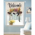 thumbnail image 2 of Cow Flower Tie Up Curtains for Window, Thermal Insulated Balloon Shade Adjustable Rod Pocket Curtains Valance Panels for Kitchen Bathroom Cafe 42 x 54 Spring Cute Idyllic Animal Garland Floral, 2 of 6
