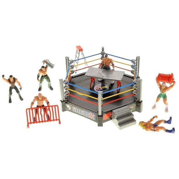 Wrestling Toy Figure Set w/ Ring Wrestle Action Smack 12 Figures Arena ...