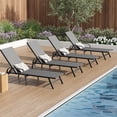 thumbnail image 1 of Chaises de Patio Chaises Longues d'Extérieur Ensemble de 4 - Inclinaison Réglable, Textilène Gris, Dossier à 5 Positions pour Bord de Piscine, Jardin (Lot de 4), 1 of 6