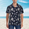 thumbnail image 4 of Lsque Retro Flower pattern Hawaiian Shirt for Men, Unisex Summer Beach Casual Short Sleeve Button Down Shirts-Small, 4 of 9
