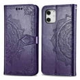 thumbnail image 3 of Dteck For Apple iPhone 12 Mini 5.4" [Flower Embossed] PU Leather Wallet Flip Folio Protective Case Cover with Card Holder and Stand, Purple, 3 of 6