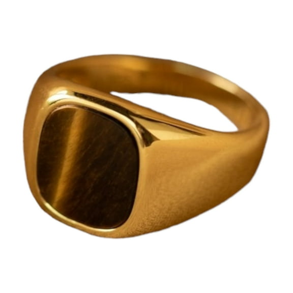 Men's Tigers Eye Ring by Caitlyn Minimalist Chunky Vintage Statement Ring Signet Gemstone Ring Men's Jewelry Boyfriend Gift || Ali Baba Jewellery