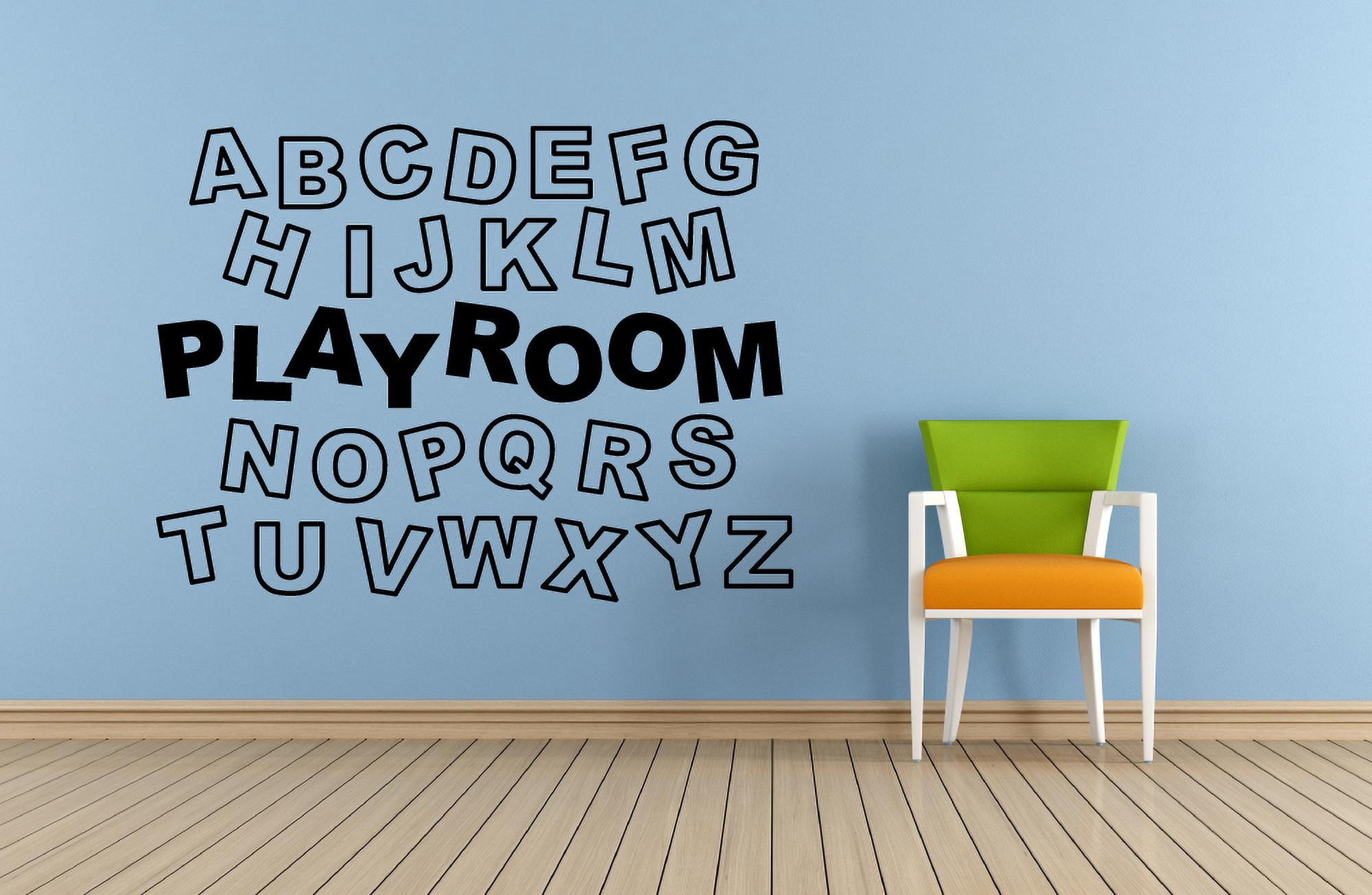 Playrooms ABC Alphabet Letters Playroom Play Rooms Quotes Wall Sticker Art Decal for Kids Room Playground Playhouse Nursery Kindergarten Fun Decor Stickers Wall Art Vinyl Decoration Size (27x30 inch)