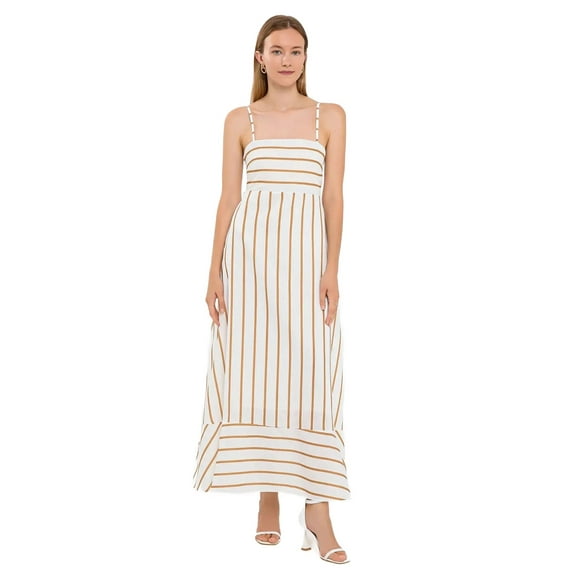 Striped Tiered Maxi Dress with Spaghetti-Strap