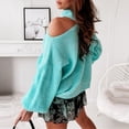 thumbnail image 4 of Winter Fashion Lantern Sleeve Slim Sweater Sexy Off Shoulder Hollow Rib Knitted Sweater Women 2022 New Solid Turtleneck Top, 4 of 5
