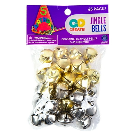 Go Create 16mm Gold & Silver Jingle Bells, 45 Pack