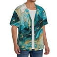 thumbnail image 2 of Rateoe Abstract Ocean Currents Pattern Men's Short Sleeve Classic Shirt, Casual Short-Sleeved Shirt, Lightweight Summer Shirt, Cuban Collar Shirt,Button-Front Shirt-Large, 2 of 5