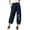 Dark Blue1, variant on Cotton Linen Pants for Women Elastic High Waist Lounge Pants Trendy Printed Pants with Pockets