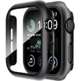 thumbnail image 1 of Smiling Paquete de 2 estuches con protector de pantalla de vidrio templado incorporado, compatible con Apple Watch Series 9 (2023) /Series 8 /Series 7 de 41 mm, estuche rígido para PC, cubierta protec, 1 of 4